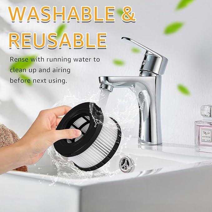 4-Pack DC5151H HEPA Filter Replacement, Compatible with DEWALT Dry Wet Vacuum DC515 DCV517 DCV517B, washable and reusable filter vacuum cleaner, with cleaning brush