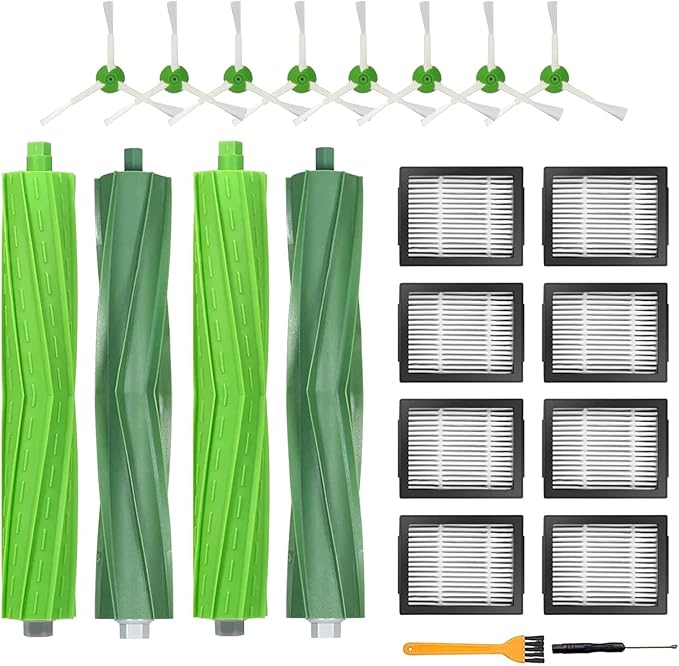 Replacement Kits Accessories for iRobot Roomba i7 i7+ j7 j7+ j8+ i1 i2 i3 i3+ i4 i4+ i6 i6+ i8 i8+ /Plus E5 E6 E7 Vacuum Cleaner, Include Multi-Surface Rubber Brushes, Vacuum Filters and Side Brushes