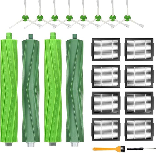 Replacement Kits Accessories for iRobot Roomba i7 i7+ j7 j7+ j8+ i1 i2 i3 i3+ i4 i4+ i6 i6+ i8 i8+ /Plus E5 E6 E7 Vacuum Cleaner, Include Multi-Surface Rubber Brushes, Vacuum Filters and Side Brushes