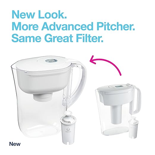 Brita Water Filter Pitcher for Tap and Drinking Water with 1 Standard Filter, Lasts 2 Months, 6-Cup Capacity, BPA Free, White