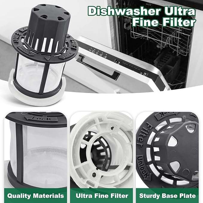 WD49X24057 Dishwasher Ultra Fine Filter Kit with GE Dishwashers, Fine Filter Kit Replace Part WD12X10416 WD12X21976 WD12X22560 WD12X20107 WD12X23736 WD12X21676 WD12X20340 WD12X20549
