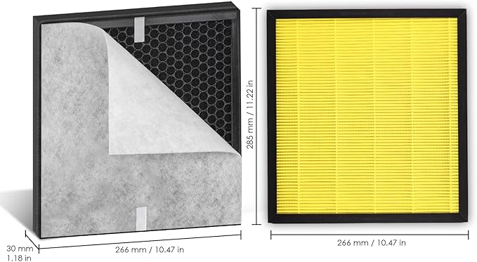 3+6 Pack PR1 Filter Pet Care Replacement Filter for Mooka PR1 Air Purifier, H13 True HEPA Filter, 3-in-1 Activated Carbon Filter for Home Large Room up to 2200sq.ft, with 6 Pieces Washable Pre-Filters