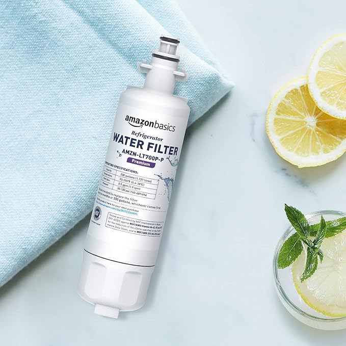 Amazon Basics Replacement LG LT700P Refrigerator Water Filter Cartridge - Pack of 3, Premium Filtration