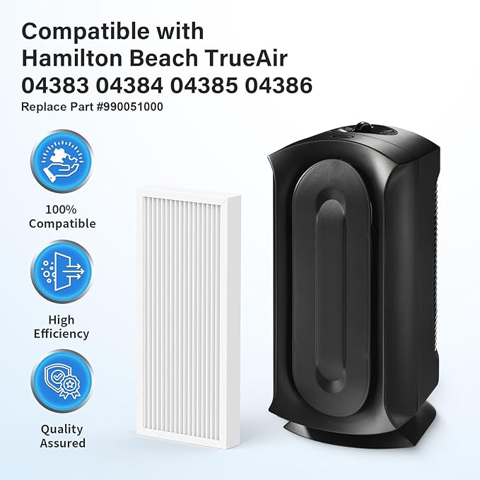 3 Pack True Air Filter Replacement for Hamilton Beach TrueAir 04383 04384 04385 04386 Air Purifier, Replace Part # 990051000