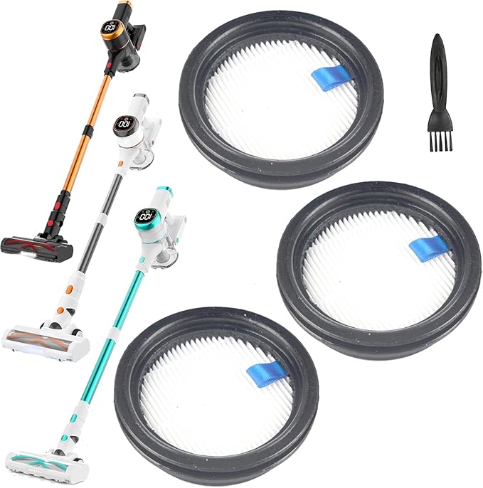 3Pack Hepa Filters Replacement Compatible with Tikom V500 Cordless Vacuum Cleaner. Tikom Vacuum Accessories or Parts for V500.