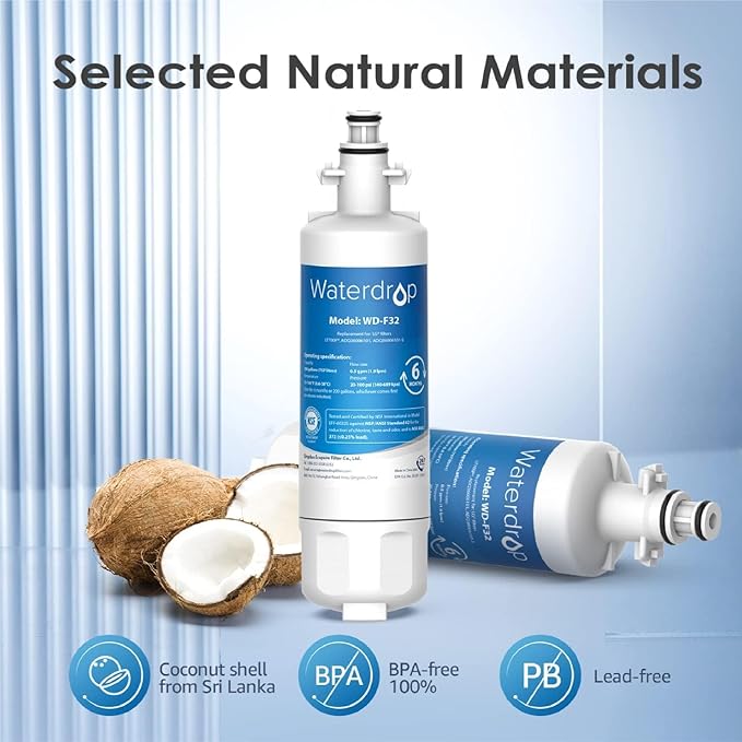 Waterdrop ADQ36006101 Replacement for LG® LT700P®, Kenmore 469690, 9690, FML-3, ADQ36006102, ADQ36006101-S Refrigerator Water Filter, 2 Filters