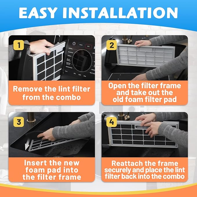 2Pack Lint Filter WH01X35719 Compatible with GE Profile Washer Dryer Combo Models PFQ97HSPVDS, Hand Washable and Reusable, Dryer Lint Filter Replacement