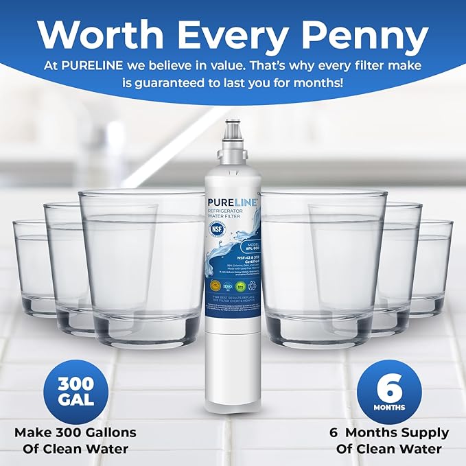 Pureline 9990, LT600P Replacement for Kenmore 9990, Kenmoreclear 46-9990, LG LT600P, 5231ja2006a, Refrigerator Water Filter - Reduces Bad Taste & Odor