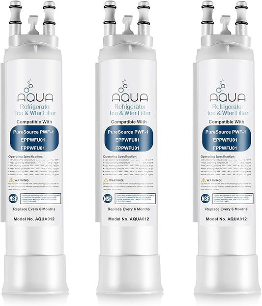 AQUA012 FPPWFU01 Water Filter Replacement Compatible with EPPWF01 PureAdvantage PWF-1 FPPWFU01 PurePour PWF-1Refrigerator Water Filter(3 Packs)