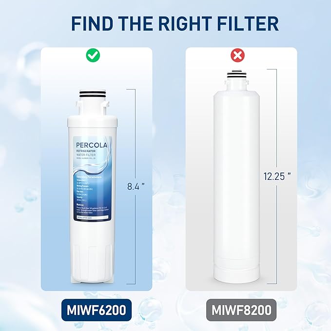 MIWF6200 Water Filter, Compatible with Sharp® SJWF200, SJG2254FS, Thor Kitchen® WF200, Zline® MIWFT2100, Midea® MRS26D5AST, MF-2008-R2, Zline® RFM-W-36 Refrigerator Models (1 Pack)