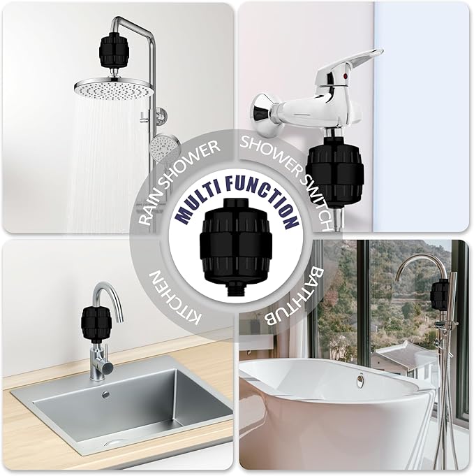 20 Stage Shower Head Filter for Hard Water with 3 Cartridges, High Output Shower Water Filter to Remove Chlorine, Fluoride and Other Impurities, Improves Skin Condition, Protects Hair