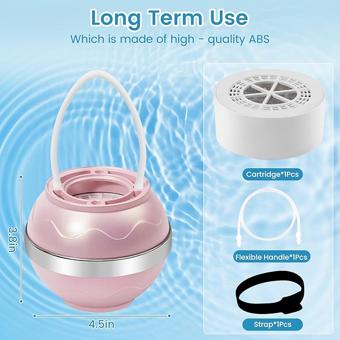 Bath Filter for Tub,Bath Water Filter for Softer Hair&Skin, 8 Stage Filtration Bathtub Water Filter 2,500 Gallons, 6 Dimensional Effect，BPA Free Easy to Install for Home, Hotels&Spa（Light Pink）