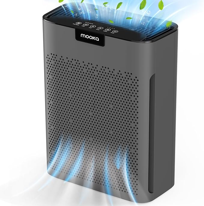 Air Purifiers for Home Large Room 2200 Ft² with Washable Filters, MOOKA HEPA Filter Pet Air Purifier for Bedroom with Fragrance, Air Cleaner for Smoke Dust Pollen Pets Hair Odor, KJ190L Grey