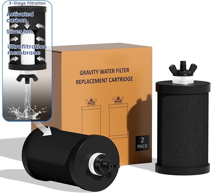 PF-1 Black Thickened Purification Elements,Replacement Filters for ProOne® and Berkey® Filters,ProOne® Big+ or Berkey® Big Countertop Gravity Water Filter System (2 Pack)