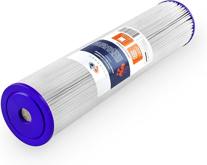 Aquaboon 20 Inch Whole House Pleated Water Sediment Filter Replacement 5 Micron Water Filter Cartridge Compatible with ECP5-20BB, SPC-45-2005, 10-Pack