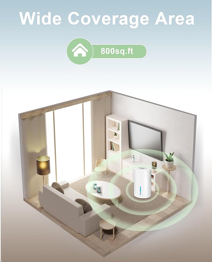 Gocheer Dehumidifiers for Home for Room,800 sq ft Dehumidifier with Drain Hose for Basement,68 OZ Small Dehumidifier for Bedroom Bathroom RV Closet with Auto Shut Off,7 Colors LED Light,Sleep Model