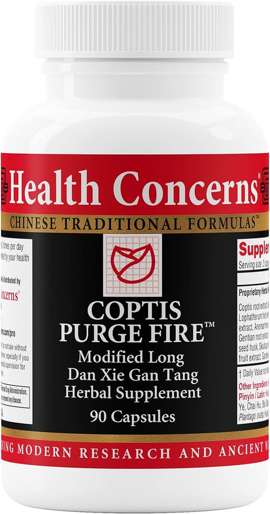 Health Concerns Coptis Purge Fire Formula – Skin, Throat, Sinus & Immune Support Supplement – Herbal Cleanse with Coptis, Isatis, Skullcap, Licorice – Traditional Chinese Medicine – 90 Capsules