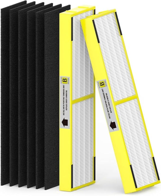 2 Pack FLT4825 HEPA Replacement Filter B Compatible With Guardian Air Cleaner Purifier AC4825 AC4300 AC4800 AC4900 AC4850, 2 Pack HEPA Filter B with 6 Carbon filters