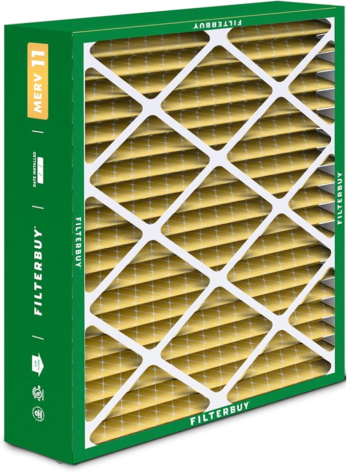Filterbuy 20x25.25x3.5 Air Filter MERV 11 Allergen Defense (2-Pack), Pleated HVAC AC Furnace Air Filters Replacement for Aprilaire Space-Gard 102/2120 (Actual Size: 19.94 x 25.38 x 3.75 Inches)