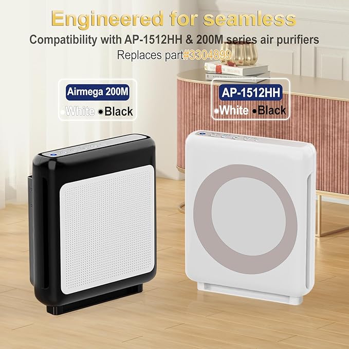 AP-1512HH Replacement Filter for Coway Airmega AP-1512HH & 200M Air Purifier Filter Replacement Combo Pack, 1 H13 True HEPA Filter & 3 Carbon Pre-Filters for Home and Office Use