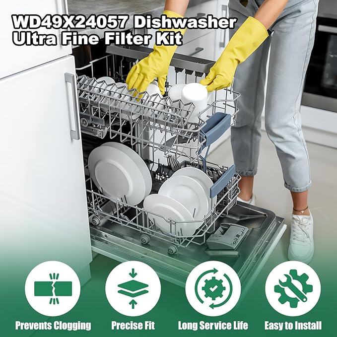WD49X24057 Dishwasher Ultra Fine Filter Kit with GE Dishwashers, Fine Filter Kit Replace Part WD12X10416 WD12X21976 WD12X22560 WD12X20107 WD12X23736 WD12X21676 WD12X20340 WD12X20549