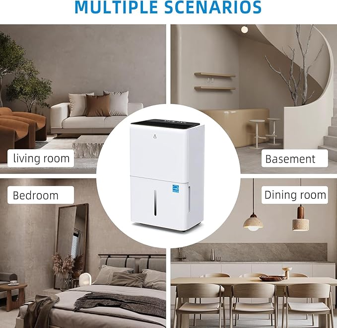 25-Pint Portable Efficient Dehumidifier for 2000 Sq.Ft – Compressor Unit with Smart Humidity Control, Adjustable Airflow & Timer, Ideal for Basements, Crawl Spaces, Garages & Large Rooms
