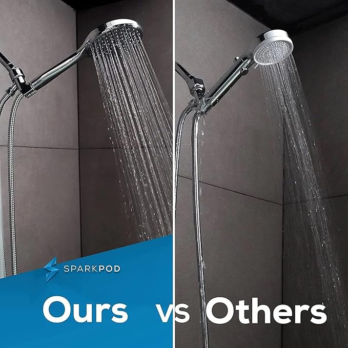 SparkPod High Pressure Handheld Shower Head - Huge 6-Inch Face - Luxury Rain Shower Design - Tool-Free 1-Min Installation - Handheld Only, No Bracket or Hose (Luxury Polished Chrome)