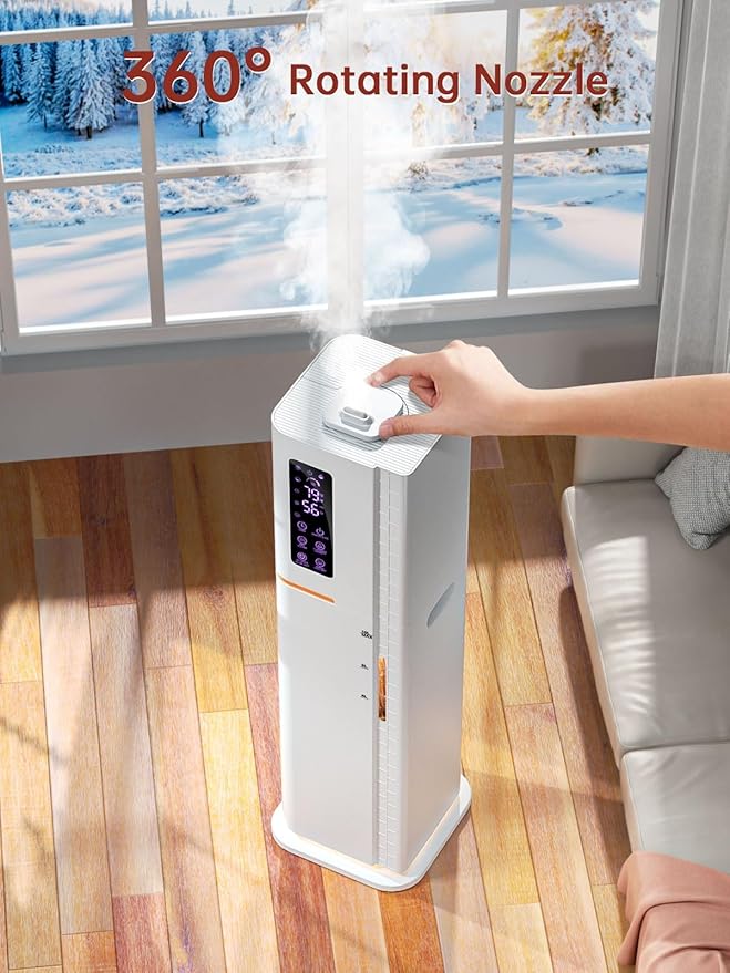 2.64Gal Humidifiers for Bedroom Large Room, Warm and Cool Mist up to 500ft², Top Fill Diffuser Ambient Light, 3 Mist Modes, 24H Timer,35dB Quiet Humidifier for Home Office Plant