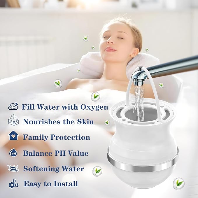 Upgrade Bath Filter 3.0, 15-Stage Bath Water Filter for Tub Faucet, Removes 99.9% of Chlorine & Contaminants, BPA-Free, 2500 Gallons, Bathtub Filter Hard Water Softener for Healthier Skin, Hair, Nails