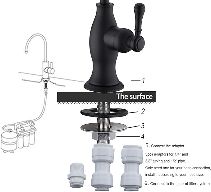 Delle Rosa Drinking Water Purifier Faucet, Commercial Filtration Faucets for Under Sink Water Filter System, Modern Best Brass Matte Black Kitchen Bar Sink Drinking Water Faucets