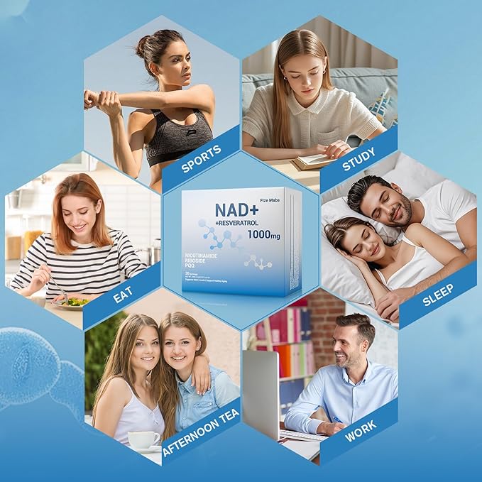 Premium NAD+ Liquid Supplement, 1000mg Per Serving, Nicotinamide Riboside & Resveratrol with PQQ, Pure Organic, Fast-Absorbing for Cellular Energy & Healthy Aging - 30 Packs