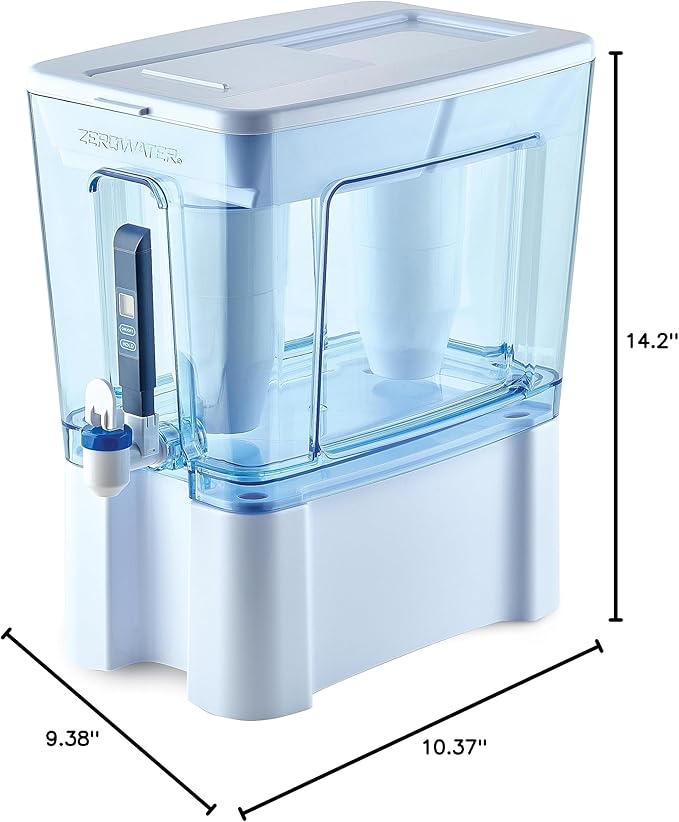 ZeroWater 52-Cup Ready-Read 5-Stage Water Filter Pitcher Dispenser with 5-Stage 0 TDS Zero Water Filter – IAPMO Certified to Reduce Metals, Chlorine, Lead, Chromium, and Forever Chemicals PFOA/PFOS