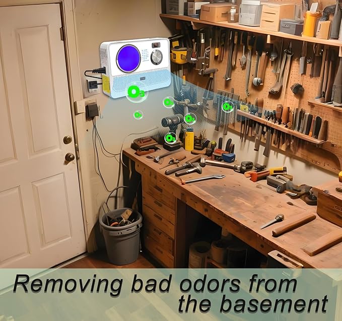 3-in-1 Air Purifier, Cat Litter Deodorizer, Air Freshener for Home with Ozone, Ionizer, U Light – Reduce Pets Poof Odor, Litter Smell, Smoke, Dust,Plug-in to Use