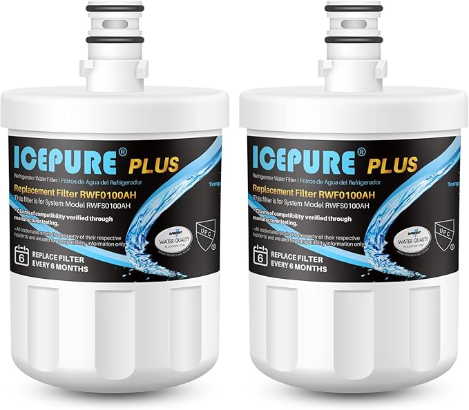 ICEPURE PLUS NSF53&42 Premium 5231JA2002A Refrigerator Water Filter Replacement for LG LT500P, ADQ72910901 ADQ72910907, ADQ72910911, GEN11042FR-08, Kenmore 9890, 469890, LFX25973D, LFX25974ST, 2PACK