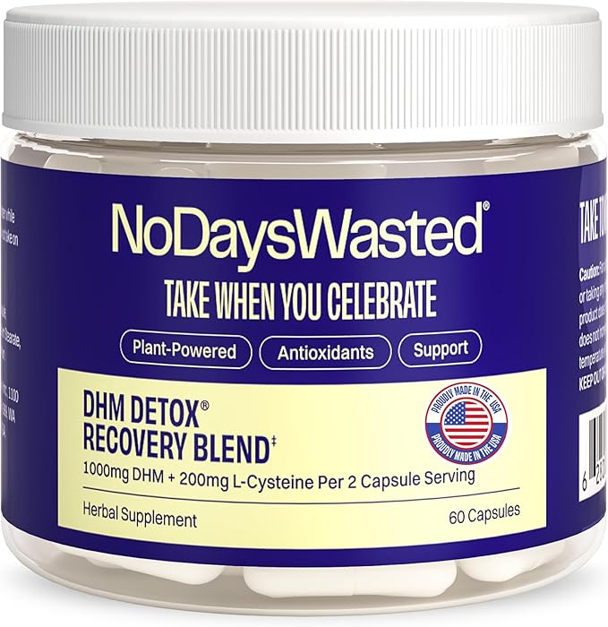 DHM Detox, 60 Capsules (30 Servings) - Jar - Take During Evening for Better Next Day and Recovery