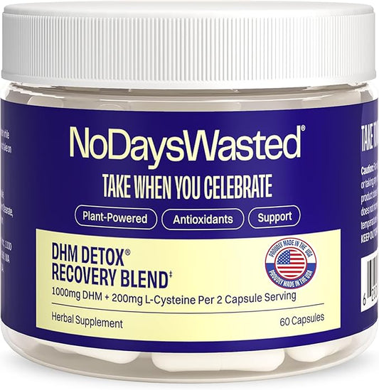 DHM Detox, 60 Capsules (30 Servings) - Jar - Take During Evening for Better Next Day and Recovery