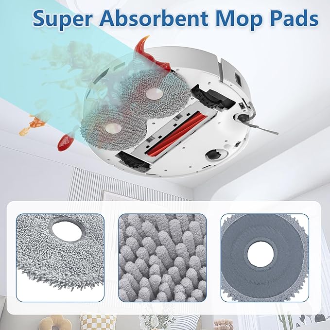 Accessories Kit for Roborock QV 35A/QV 35S Robot Vacuum, 2 Main Brush Roller, 4 Hepa Filters,4 Mop Pads, 4 Dust Bags, 6 Side Brush, 22 Pack Replacement Parts