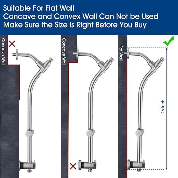 High Pressure Shower Head with Handheld Shower, 26" Adjustable Height Drill-Free Slide Bar, 3-Way Diverter for Easy Reach, Dual Shower Head Combo Set with 5ft Hose - Brushed Nickel