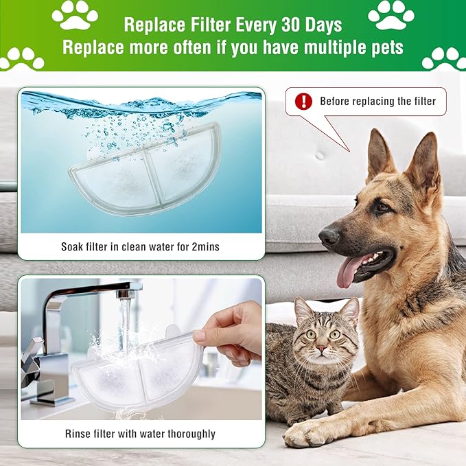3 Pack Replacement Filters for WF20/CF20 Wireless Pump Cat Water Fountain, ZEKIRY Cat Water Fountain Filters, Triple Action Pet Fountain Filter Replacement