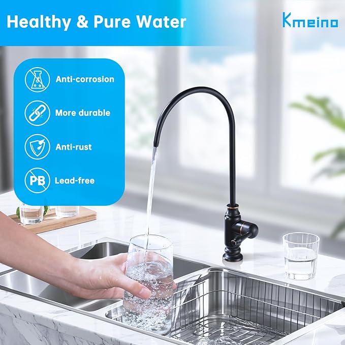 Oil Rubbed Bronze Water Drinking Faucet Water Filter Faucet Fits Most RO Units or Water Filtration System Brass Body Sink Water Filtration Faucet