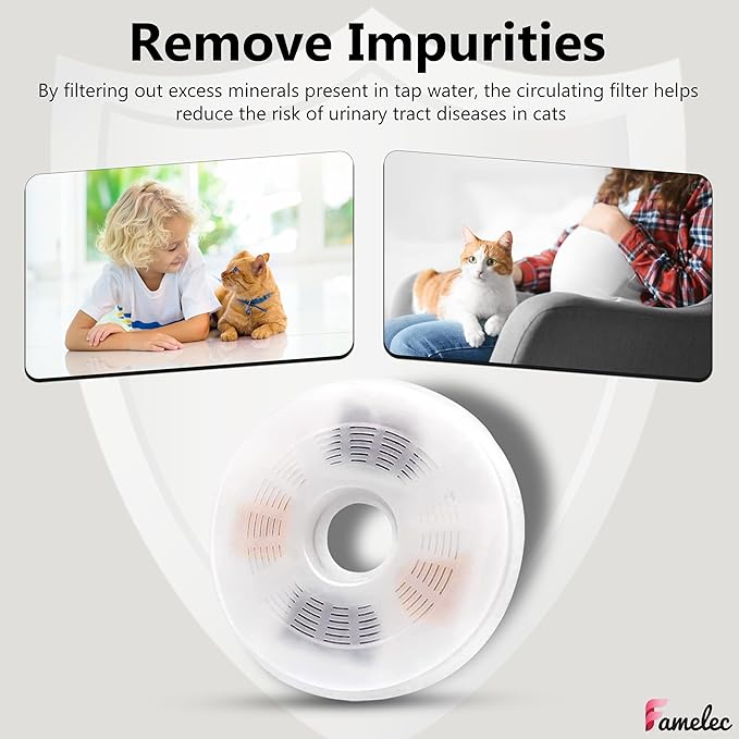 10 Pack Cat Water Filter Compatible with Catit Filters, Fit for 3L and 2L Flower Catit Water Fountain Filters, Triple Filtration Action Replacement for Catit Cat Drinking Water Fountains