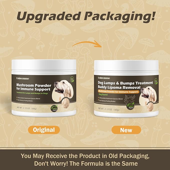 Natural Dog Lumps & Bumps Treatment - Lipoma Supplement for Dogs with Turkey Tail Mushroom Power - Buddy Immune Support & More Energy Guard with Lion’s Mane, Chaga, Reishi, Shiitake Mushrooms