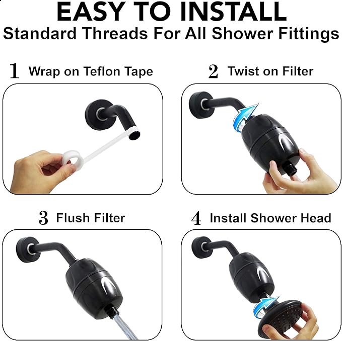 Aqua Elegante High Pressure Shower Head & Filter - Adjustable Water Saving Showerhead For Low Flow Showers With Bath Filters To Remove Chlorine + Hard Minerals 2.5 GPM - Oil-Rubbed Bronze