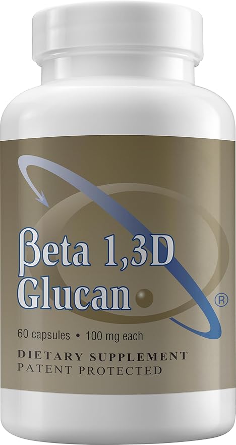 Immune Support Supplement Highly Purified Beta 1,3D Glucan 100 mg per Capsule (b-glucan Fiber) (Pack of 1)