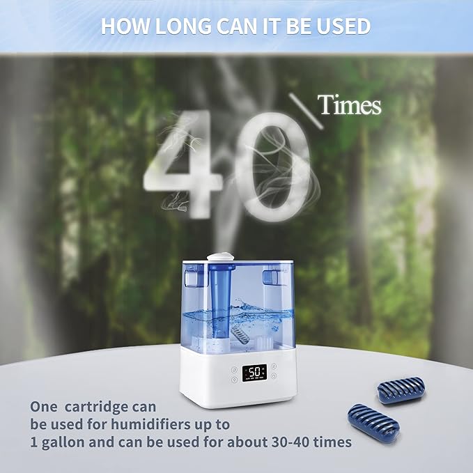 [Enhance] 20-Pack Demineralization Cartridge for Humidifier Compatible with HoMedics Total-Comfort Ultrasonic Humidifier Demineralizer Tablets Filter Replacement for Water Decalcification, Remove Odor