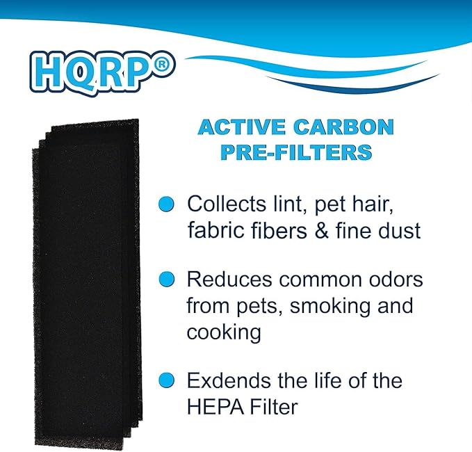 HQRP HEPA Filter B w/ 4-Pack Carbon Filters compatible with GermGuardian AC4800 AC4820 AC4900CA AC4825 AC4850PT; parts FLT4825 FLT4850PT FLT22CB4 Replacement