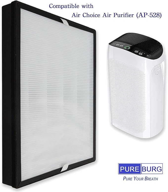 PUREBURG Replacement Filters Compatible with Air Choice AP-528 Air Purifier,2-Pack H13 True HEPA Pre-Filter, Air Clean Dust Pet-hair
