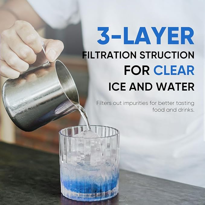 PUREPLUS 9000194412 Refrigerator Water Filter Replacement for Bosch Ultra Clarity BORPLFTR10, REPLFLTR10, 644845, B26FT70SNS, B22CS30SNS, B22CS80SNS, B22CS50SNS, Haier 0060820860, 3PACK