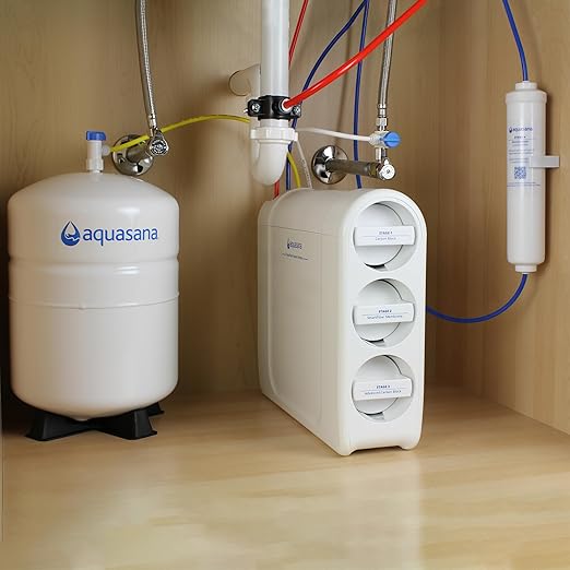 Aquasana SmartFlow® Reverse Osmosis Water Filter | RO Under Sink System | WQA Certified up to 99.99% of 90 contaminants Including Fluoride, PFAS, Arsenic, Lead, and Chlorine | Brushed Nickel Faucet