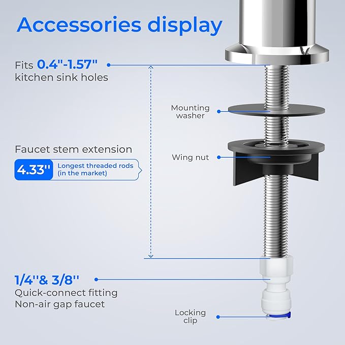 Waterdrop Filtered Water Faucet, Drinking Water Faucet, Reverse Osmosis Faucet, RO Faucet, RO Water Faucet, Water Filter Faucet for Kitchen Sink, Stainless Steel, Lead-Free, Polished Chrome